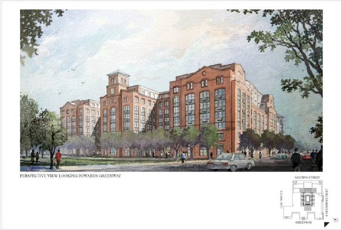 <p>Rendering of the view from Columbus Street.</p>